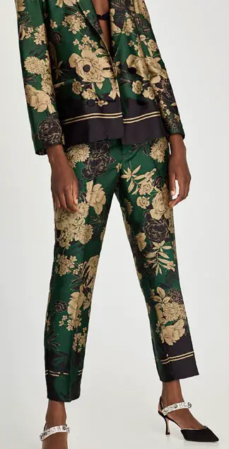 zara floral print trousers