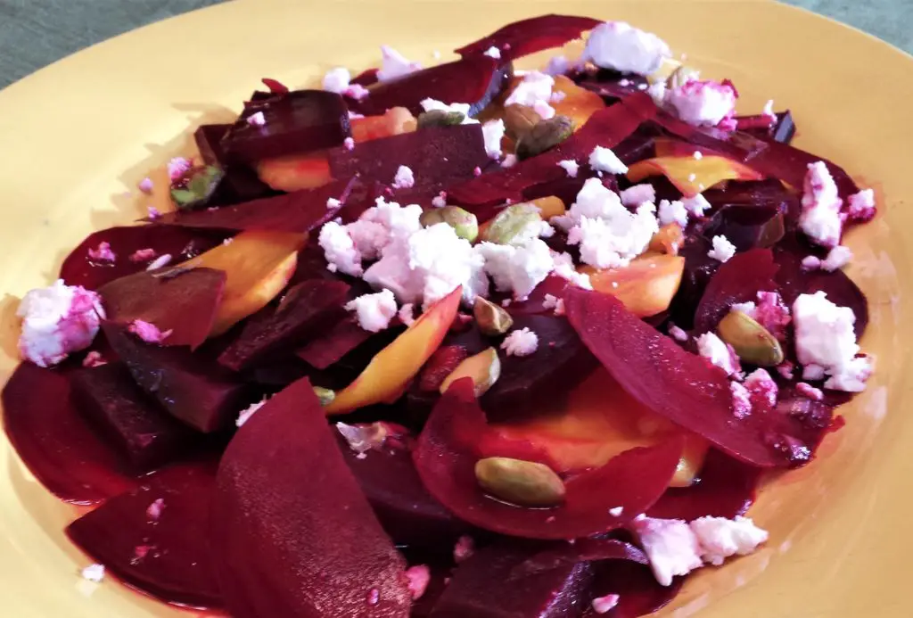 Winter salad of colorful beets and feta