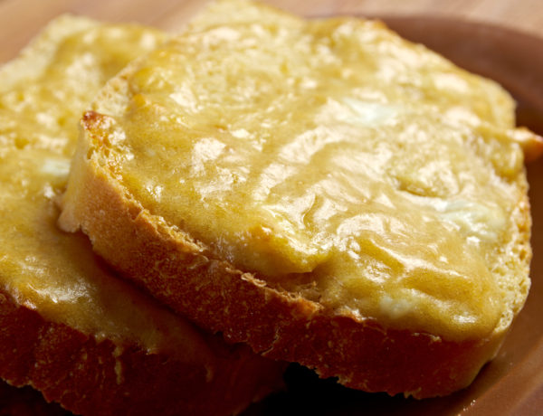 Welsh rarebit cheese melted on toast