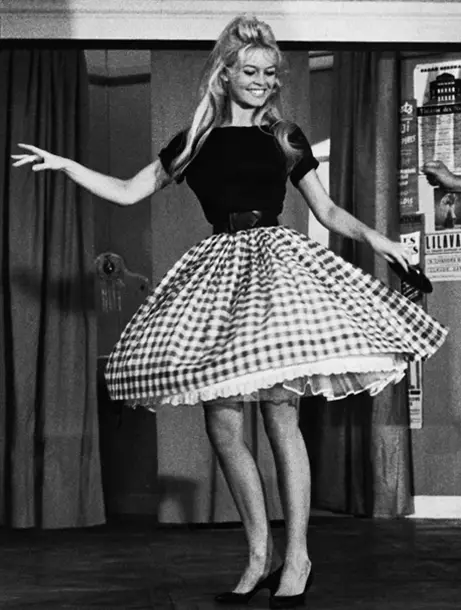 Brigitte Bardot in gingham skirt