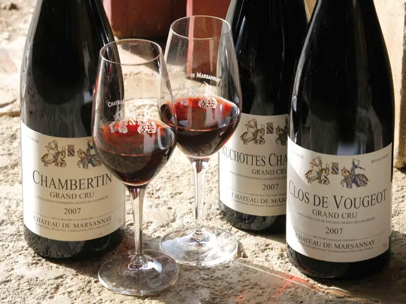 Three bottles of wine from Chateau Marsanny in Burgundy, France