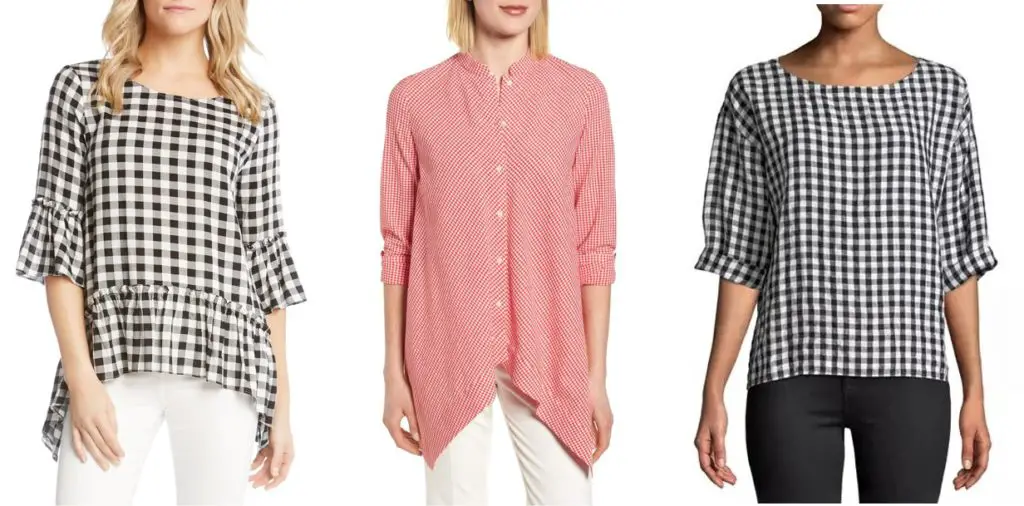 Three gingham tops with sleeves