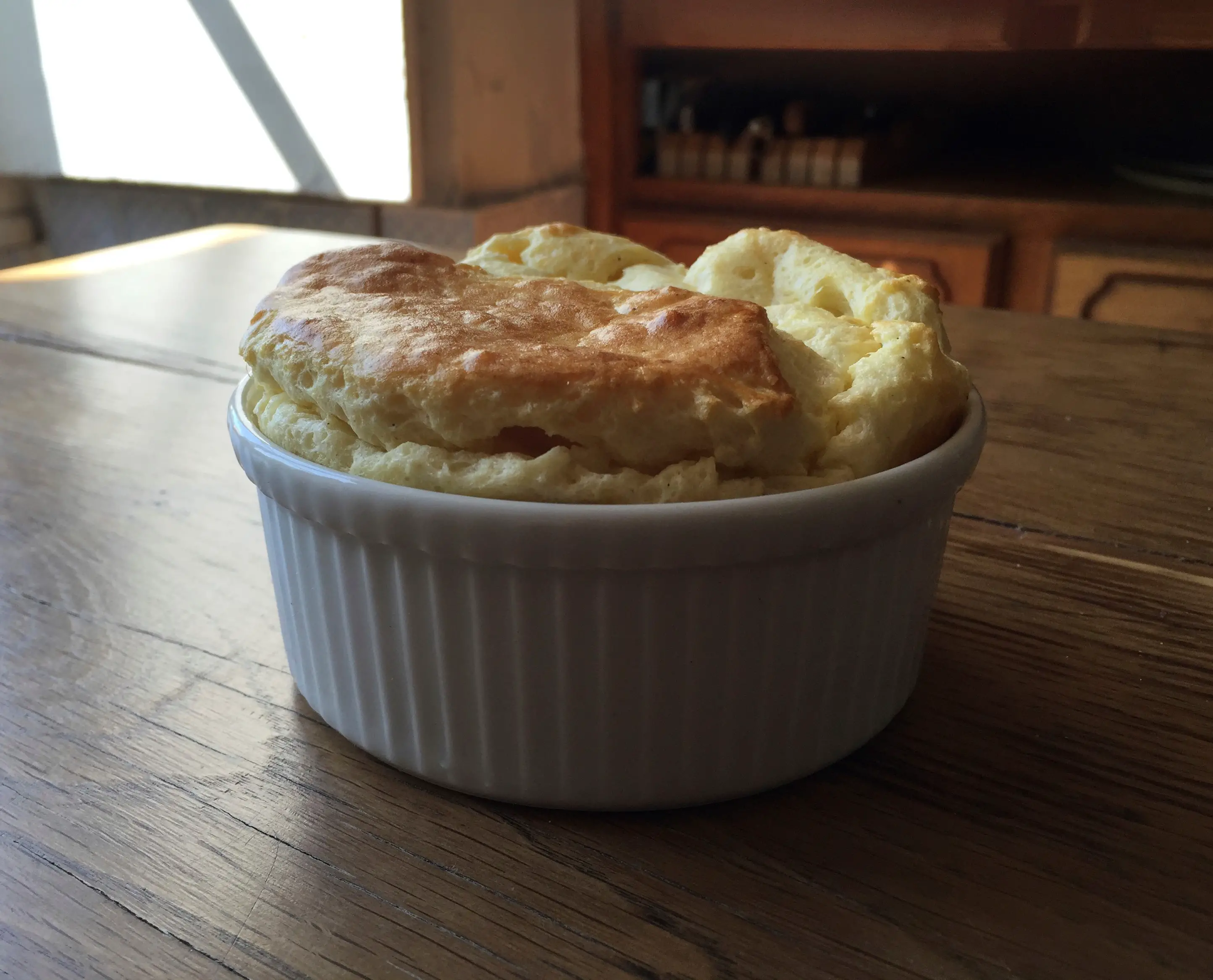 Cheese souffle on a table