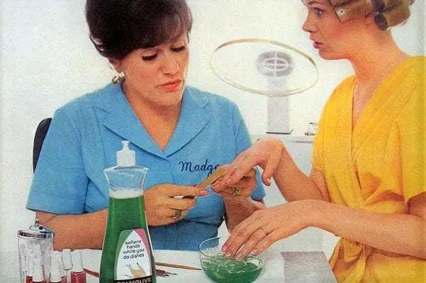 Madge the manicurist gives a traditional manicure.
