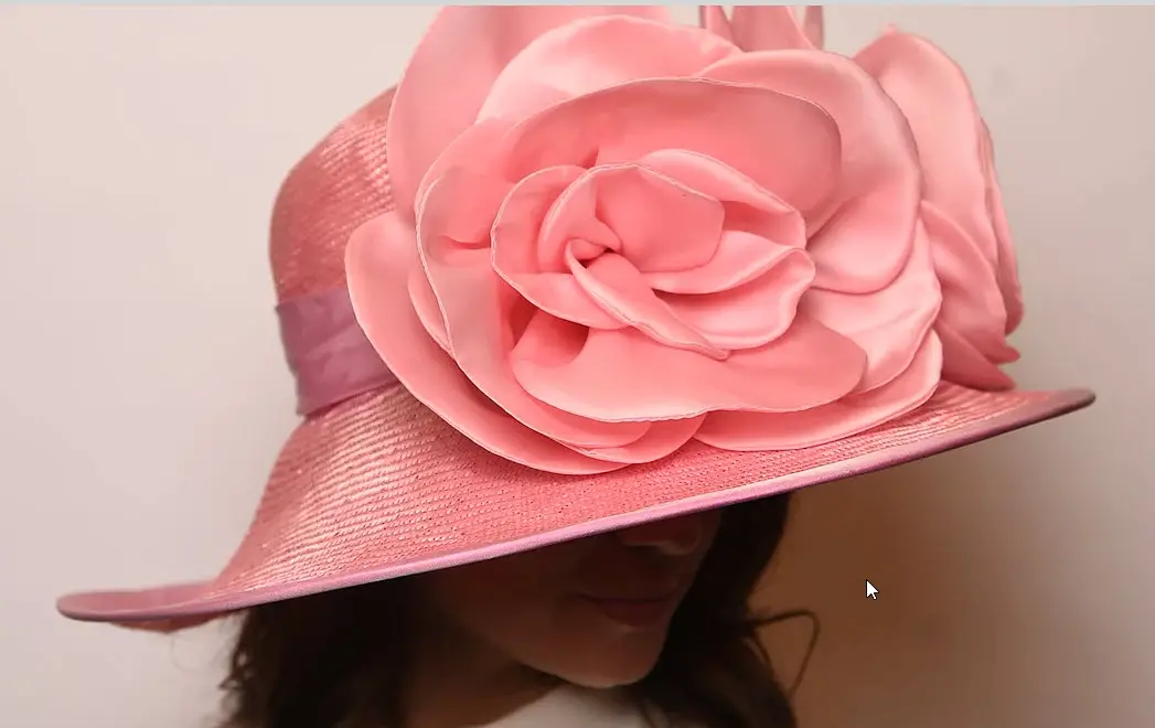 Pink flower Derby hat
