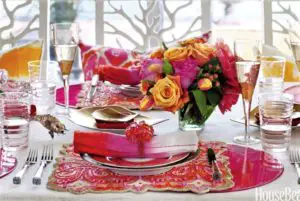 Brightly colored table setting