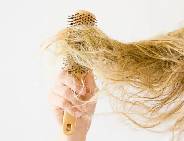 brushing tangled dry hair