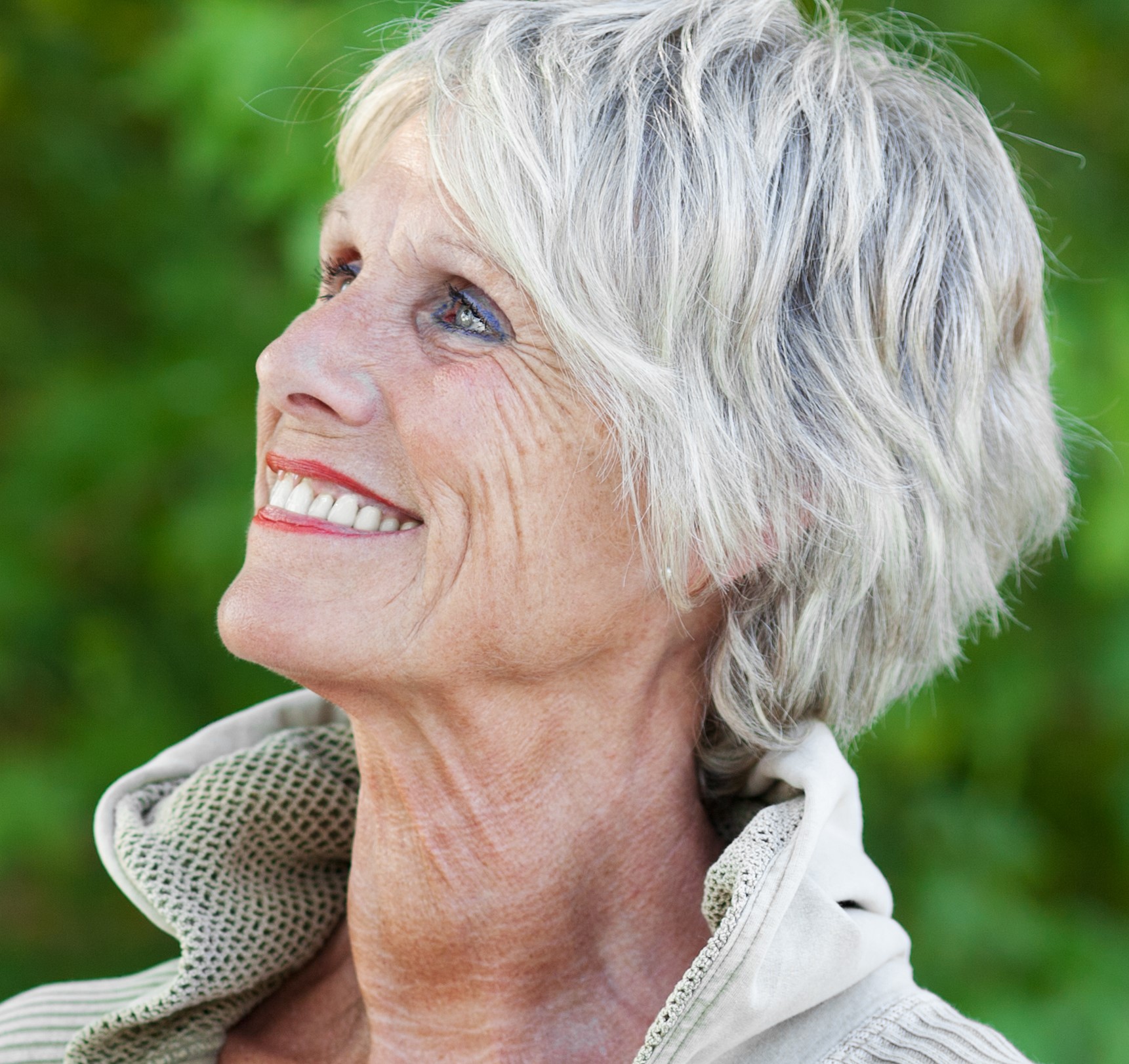 Attractive senior woman with silver hair