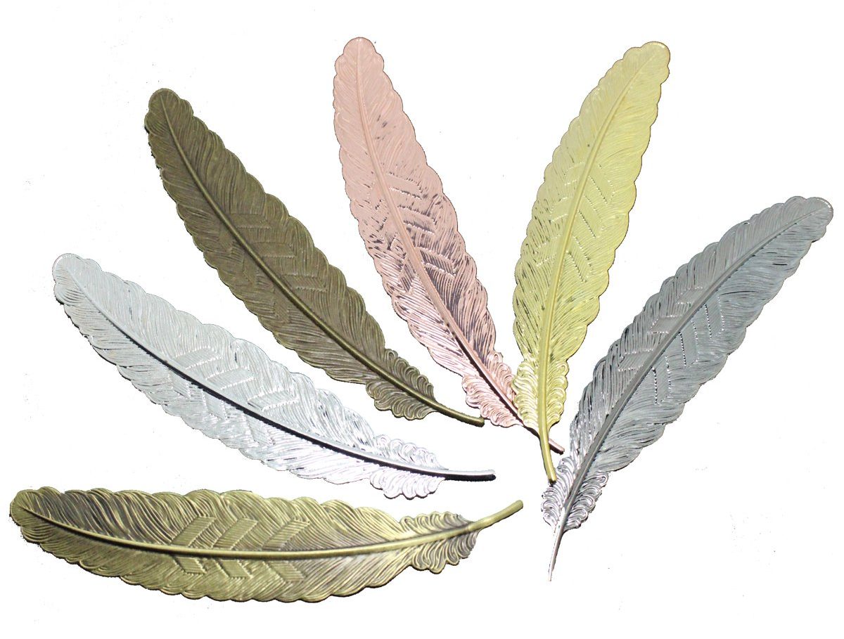 Metallic feather bookmarks