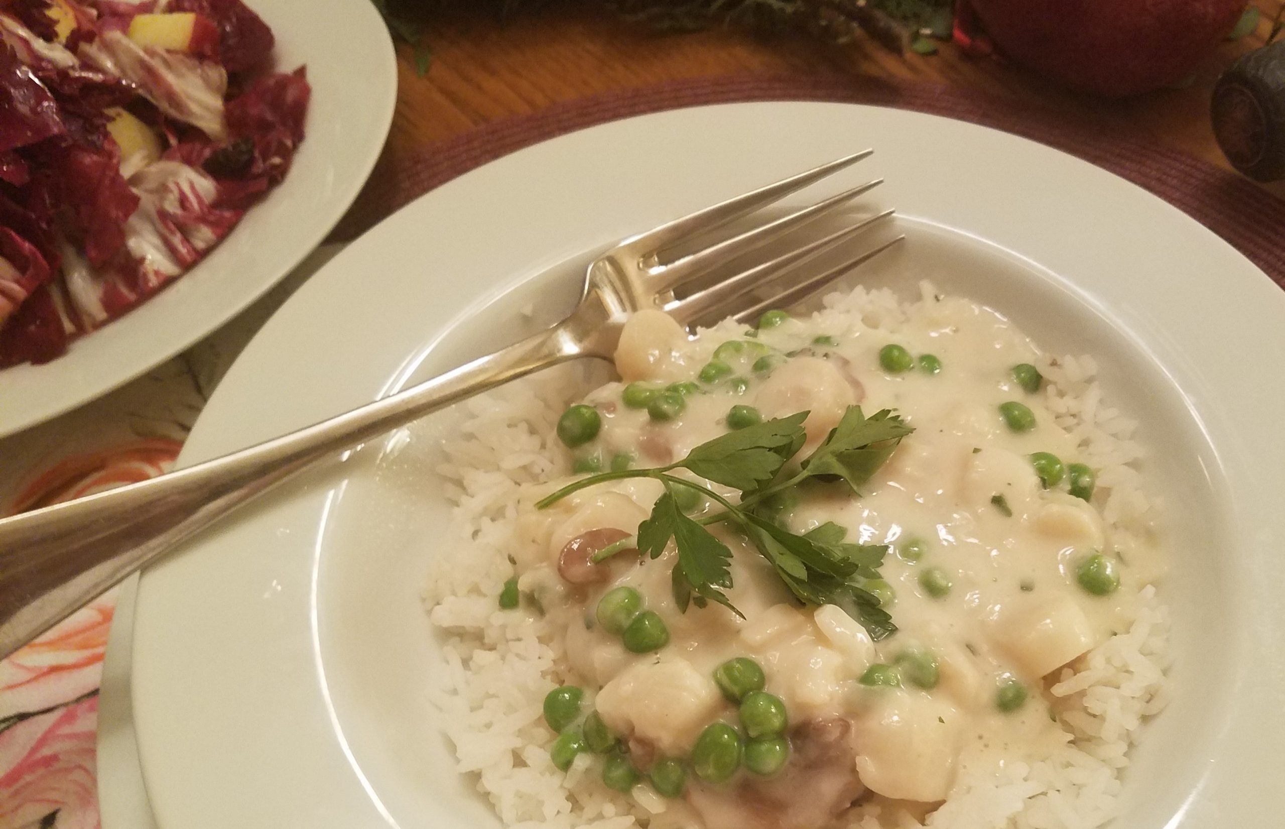 Trader Joe's saucy scallops dinner