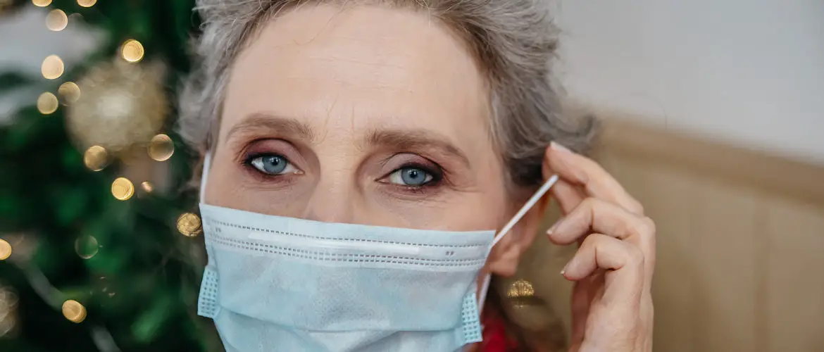 Woman wearing protective face mask