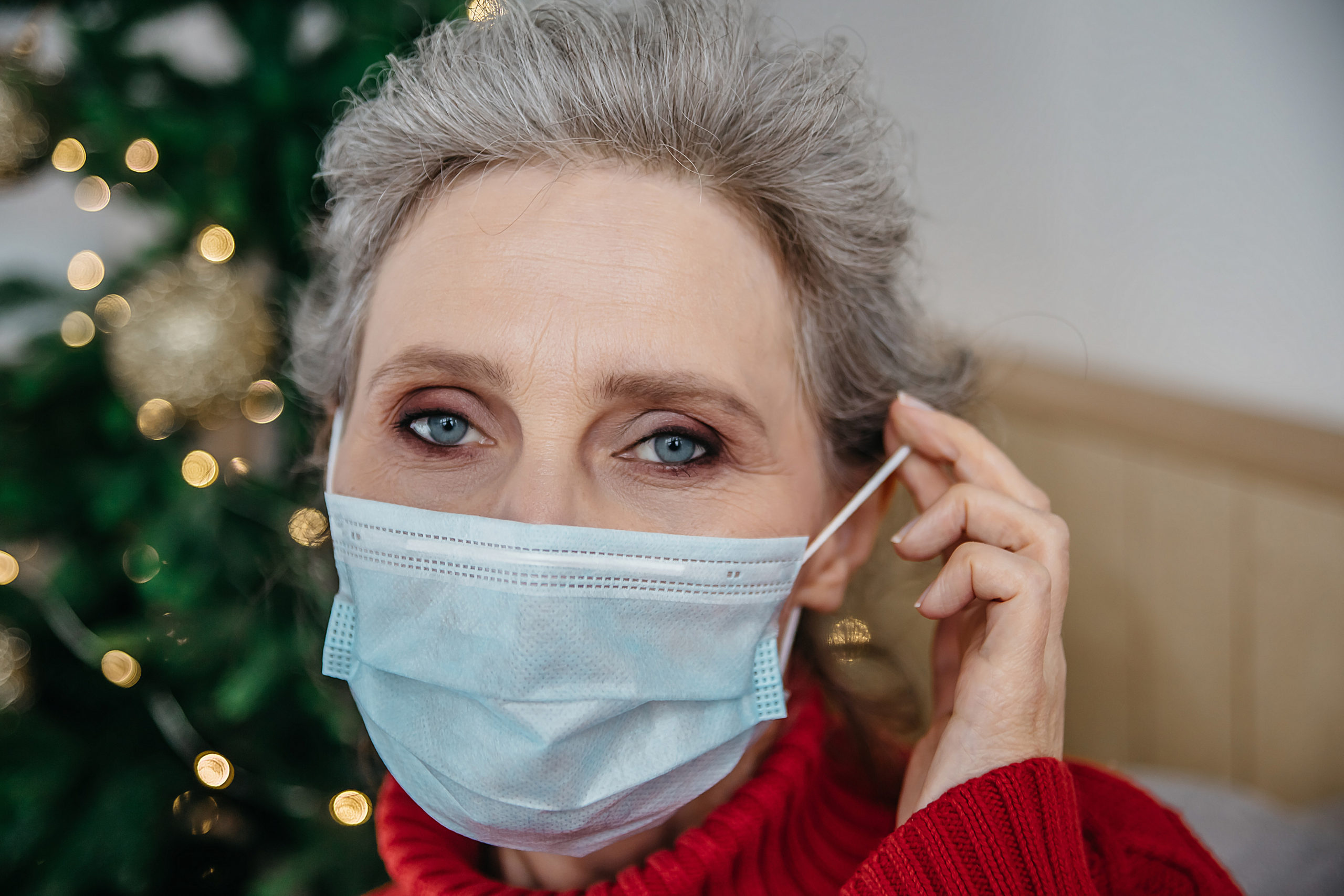 Woman wearing protective face mask