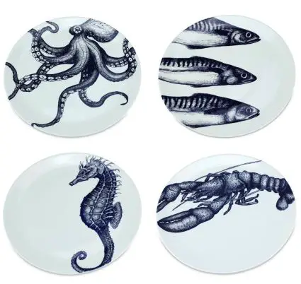 Cream Cornwall sea creatures dishes