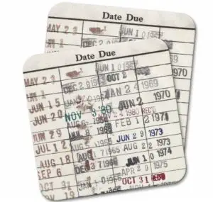 library due date coasters