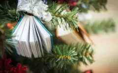 Books on Christmas tree
