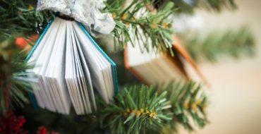 Books on Christmas tree