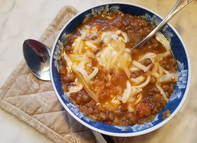 Lentils Monastery Style with melted cheese