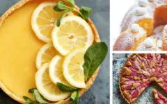 Composite photo lemon tart, Polish Easter cake, rhubarb tart
