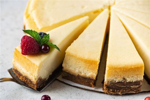 Slices of traditional New York cheesecake