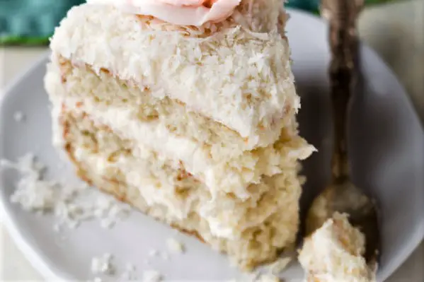 Slice of coconut cake