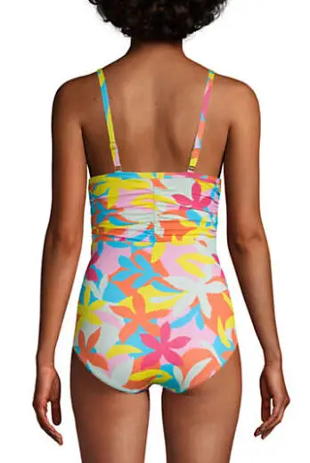 Land's End floral swimsuit with shirring in back