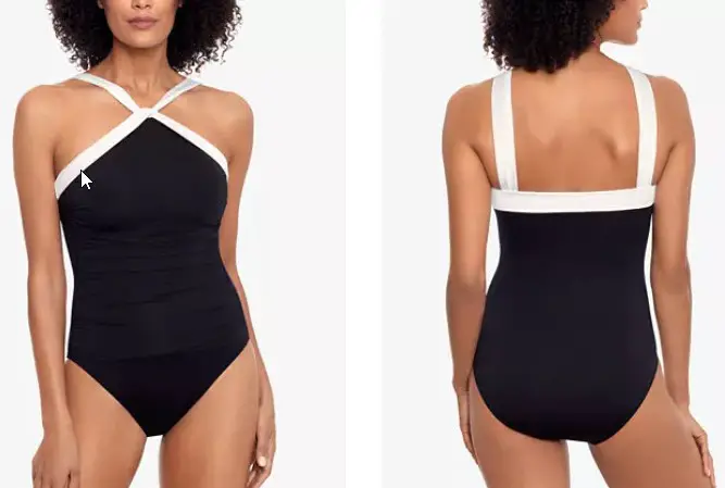 Ralph Lauren black and white swimsuit with high back for women over 60
