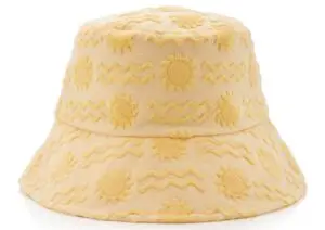 Patterned butter yelow bucket hat coastal grandma