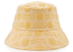 Patterned butter yelow bucket hat coastal grandma