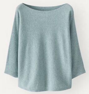 Pale aqua cashmere boatneck sweater coastal grandma