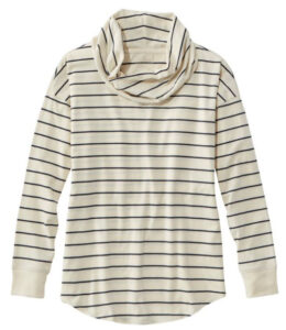 LLBean striped cowlneck pullover