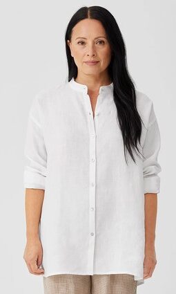 Handkerchief linen shirt with Mandarin collar