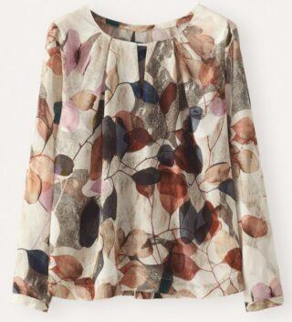 Natural tones leaf print blouse