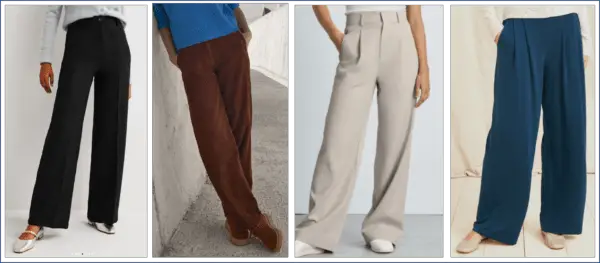Modern wide leg trousers