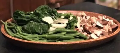 Platter of vegetables for hot pot