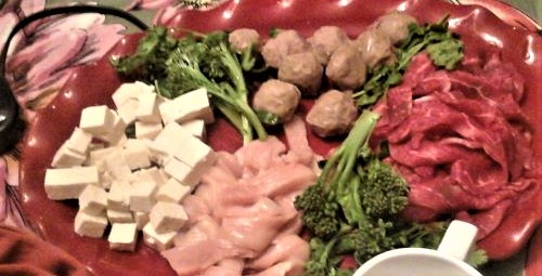 Platter of proteins for hot pot