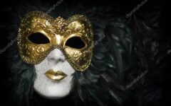 Venetian carnivale mask on black background