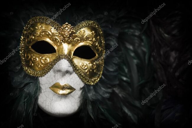 Venetian carnivale mask on black background