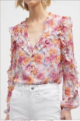 Veronica Beard Abra floral ruffle blouse