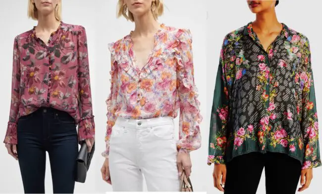 Blouses in spring floral prints