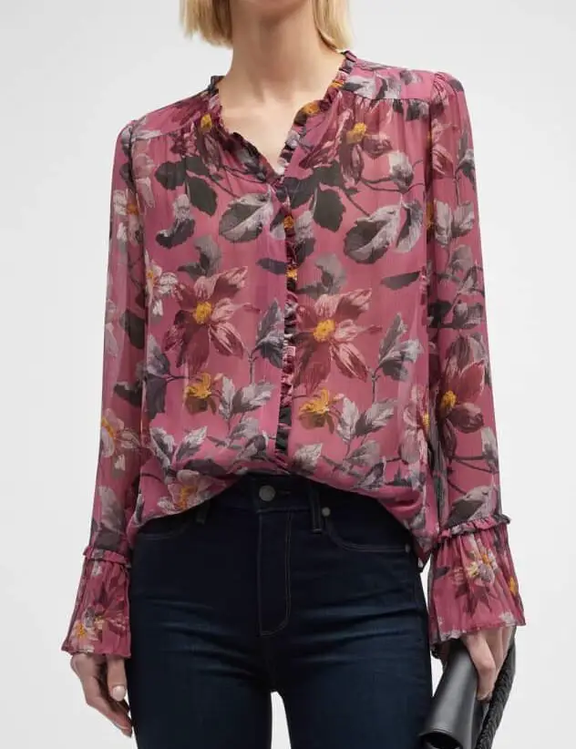 PAIGE raspberry floral blouse