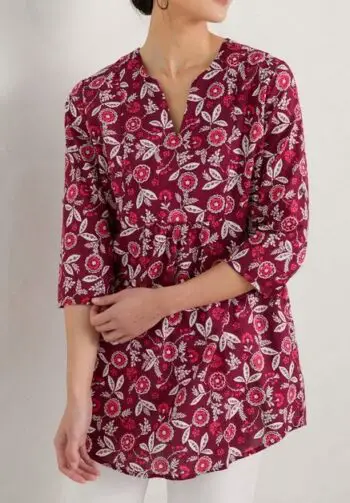 Barry and pink floral blouse