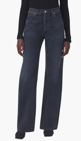 Dark blue trouser jeans lengthen legs