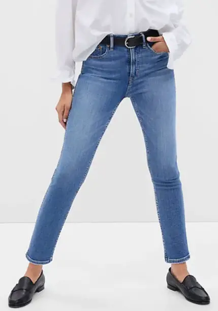 Modern straight leg jeans for women over 60