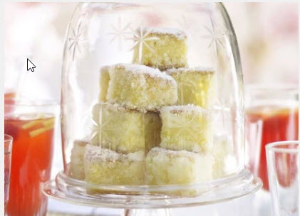 Squares of a cakelike lemon tea cake
