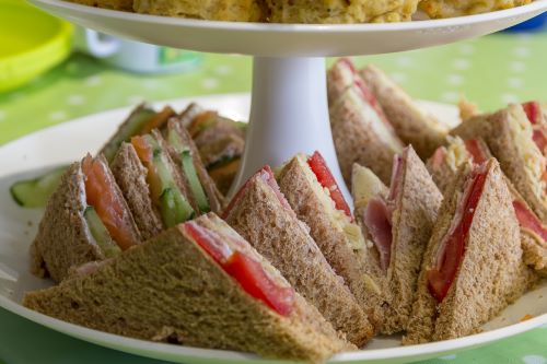 Tea sandwiches cut into triangles