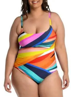 Colorful stripe La Blanca one piece swimsuit