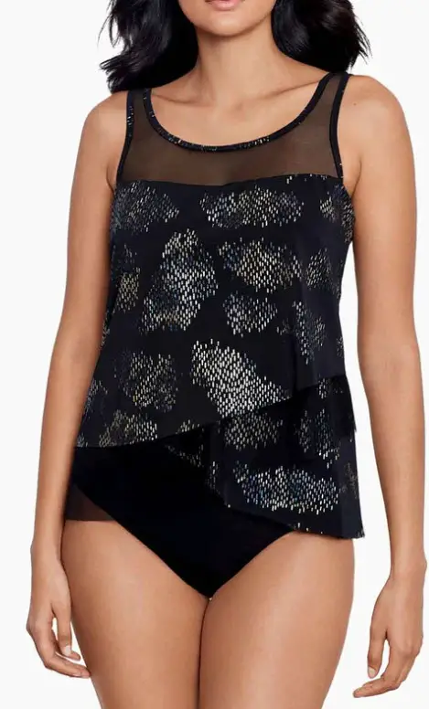 Miraclesuit black criss cross tankini top