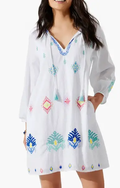 White embroidered beach coverup