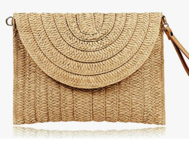 Summer woven straw clutch with straps