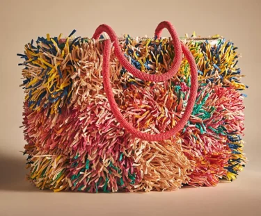 Confetti colored straw bag